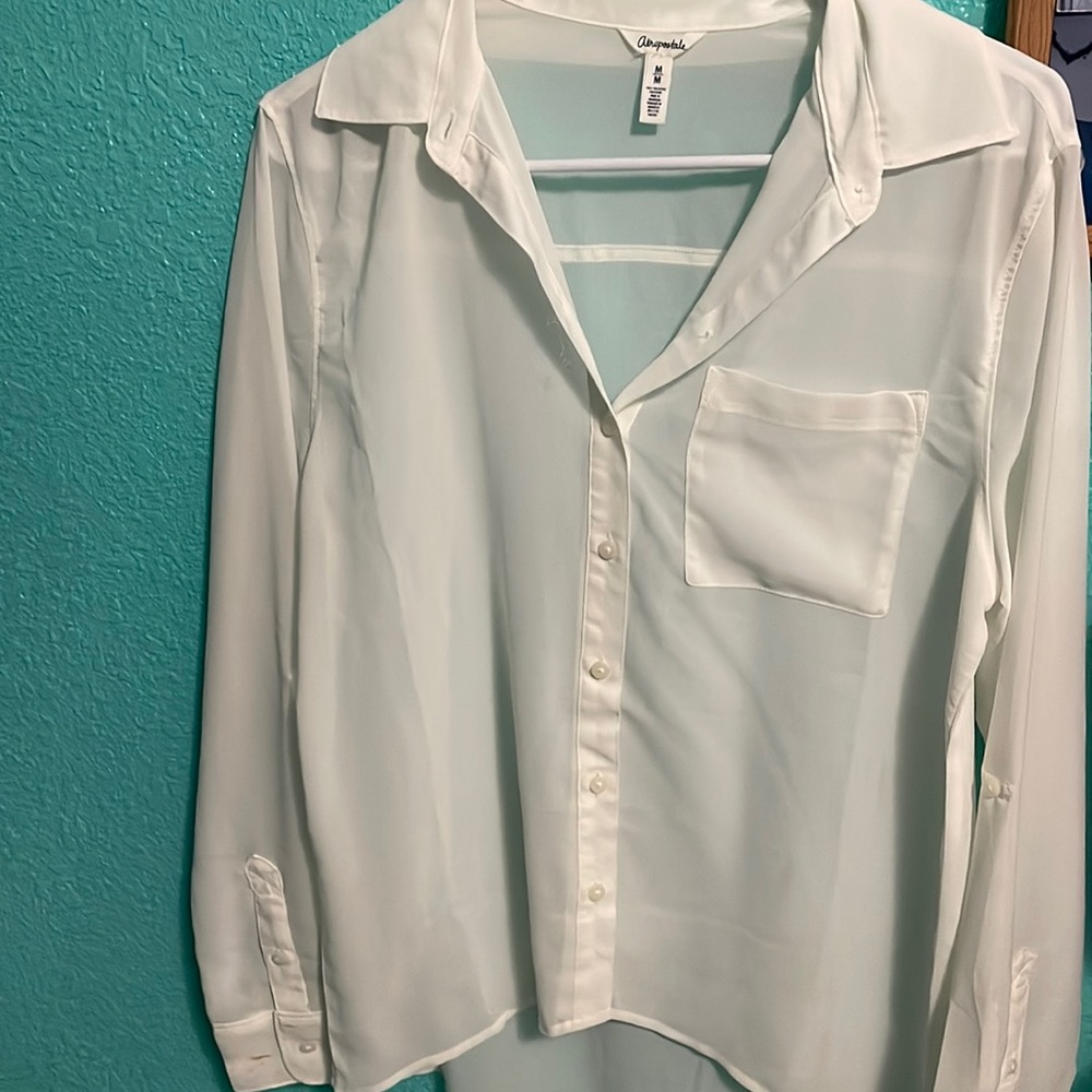 Office/interview inspired blouse. White. See through